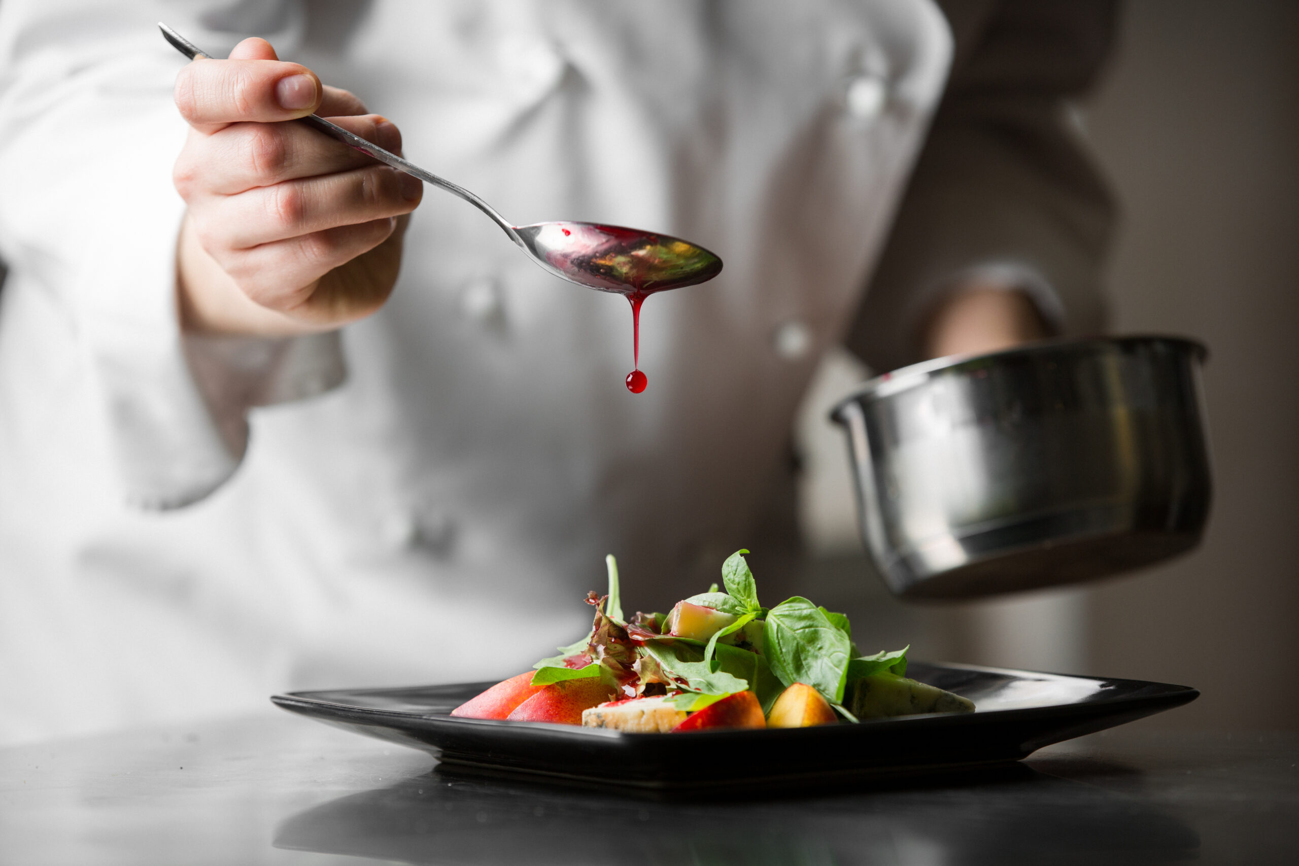 Professional chef preparing fine dining cuisine